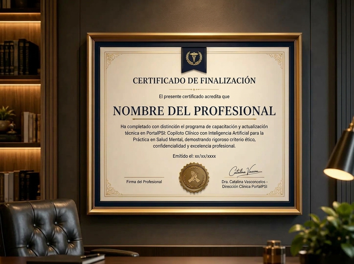 Ejemplo del certificado digital de finalización de PortalPSI